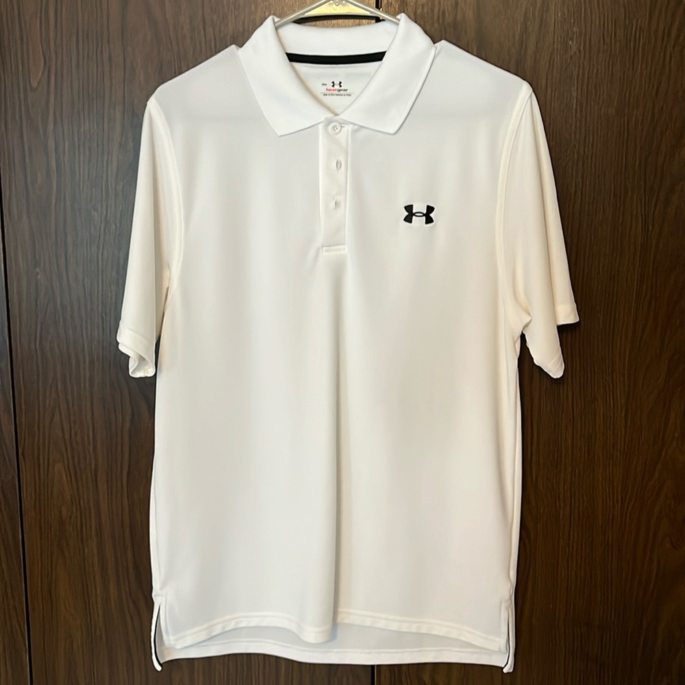 Under Armour heat gear white polo, Mens small